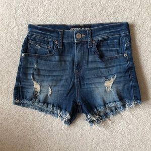 Express high-waisted denim shorts